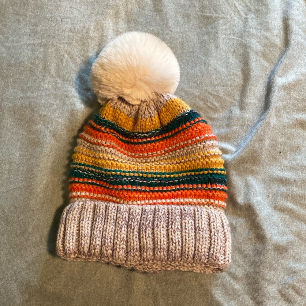 Thick fall beanie sock cap with pom pom